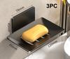 Household Bathroom No-Drill Wall Mounted Space Aluminum Soap Rack Drain Water To Prevent Rust Soap Storage Rack 1/2/3pcs