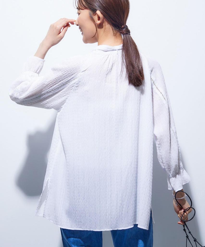 INDIVI Volume Sleeve Airy Blouse 12783601 Black Size 38 Shirt/Blouse [Washable/Shirring Material] Women's (019) (M)