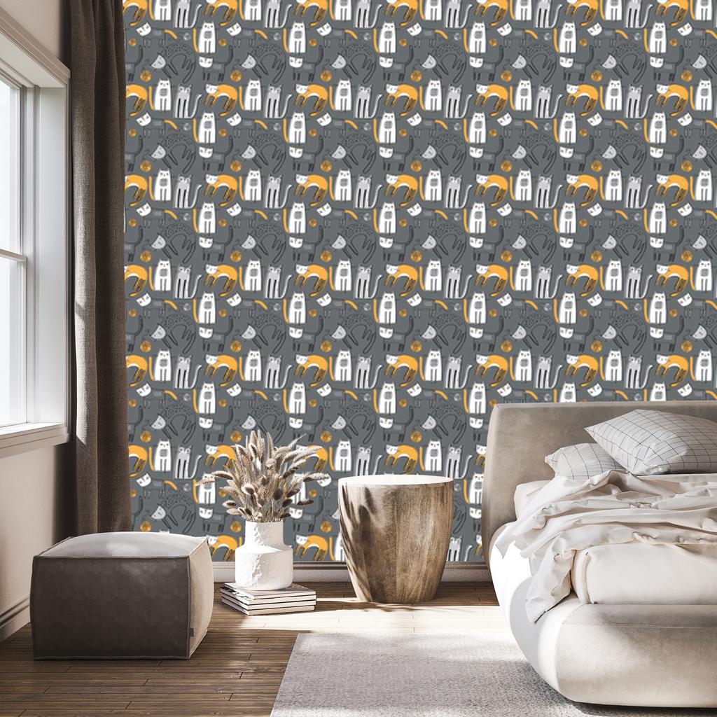 Scandinavian style Cats wallpaper for living room and bedroom 50x1000