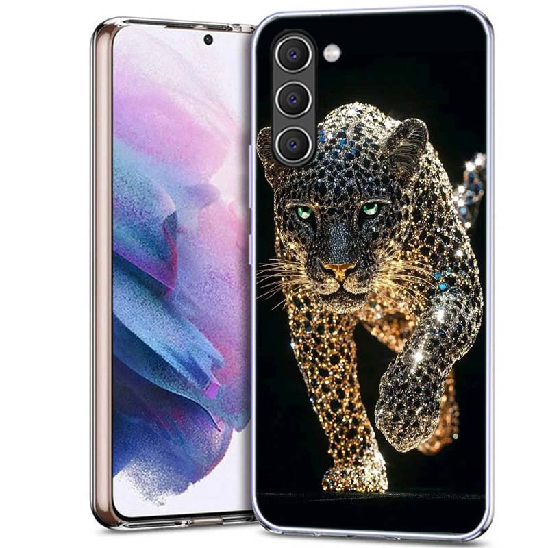 Cheetah and Illusion Diamond Gem Phone Case for Samsung A54 A14 A24 A34 A17 A37 A57 A55 A35 A25 A15 A13 A23 A33 A53 A07 A05S A04