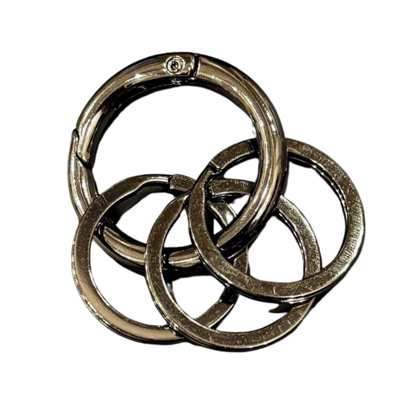 

[DAZUMA] key ring carabiner round shape strap accessories antique wallet chain vintage key ring metallic round carabiner 3 circles (Gunmetal)