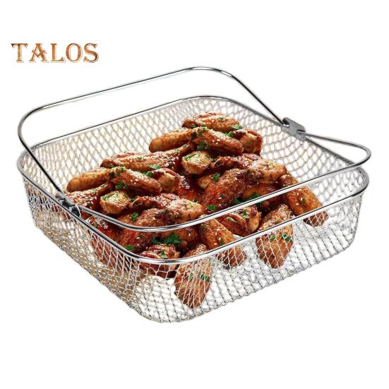 Coș pătrat pentru friteuza cu aer pentru COSORI 5.8QT/pentru Instant Vortex 6QT, coș de schimb din oțel inoxidabil cu mâner, suport de gătit sigur pentru mașina de spălat vase pentru uniform