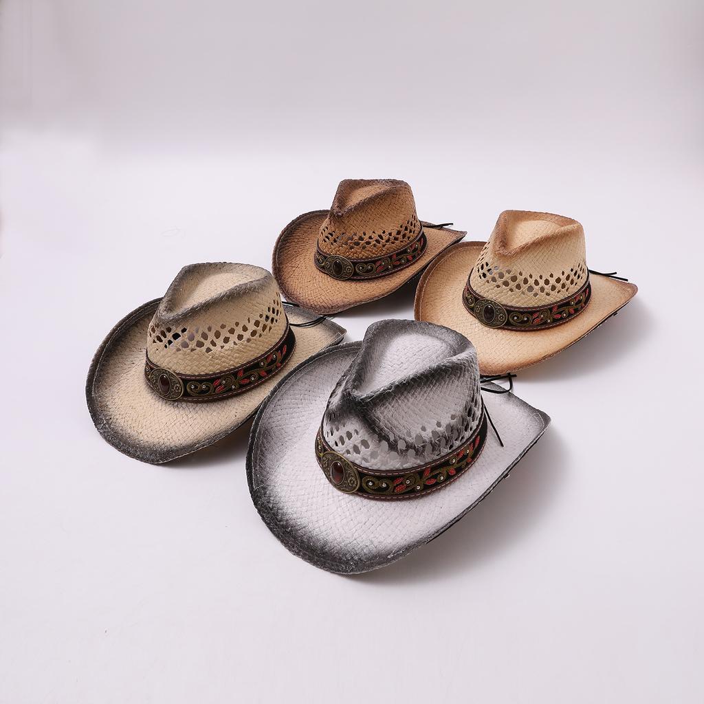 New Summer Cowboy Hat Big Edge Retro Roman Sunscreen Sun Hat Horseback Riding Camping Big Edge Hat Western Hat