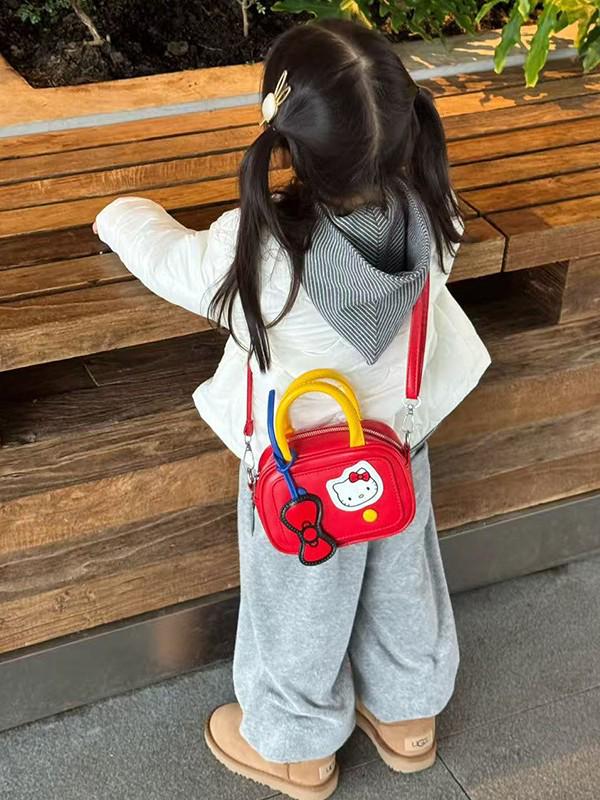 Cartoon Kitten Crossbody Bag for Kids - Mini Bow Shoulder Bag for Girls