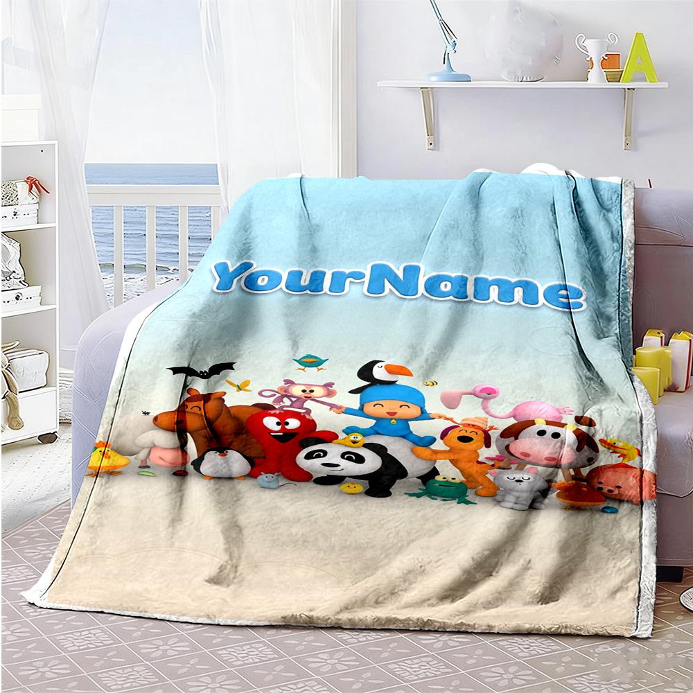 Pocoyo Customize Your Name Blanket Multi-purpose Customizable Blanket Ultra-Soft Suitable for Nap Home Decor Living Room Picnics Ideal for All Seasons