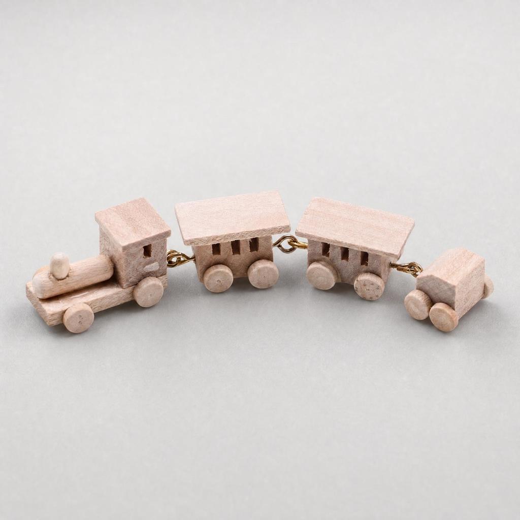 Miniature Wooden Train with Carriages Space-Saving Set