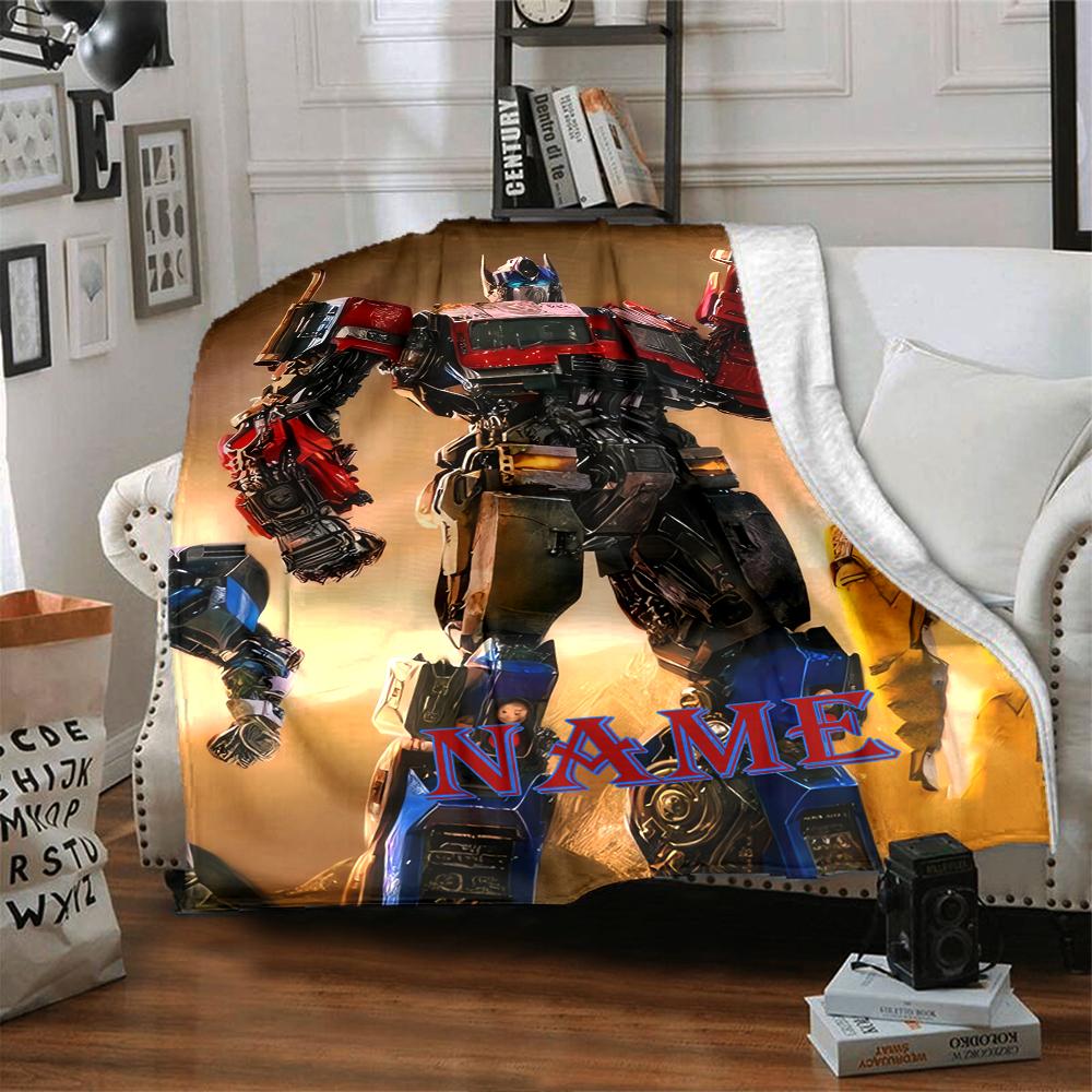 Custom Name Transformers Theme Printed Blanket - Perfect for Couch, Bed, Travel & Outdoor Use | Machine Washable, Cozy & Durable.
