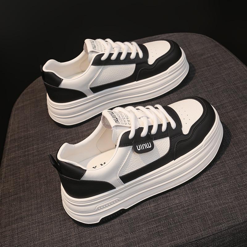 Leather thick-soled heightening little white shoes women's 2025 new autumn versatile women's shoes popular casual sports board shoes
