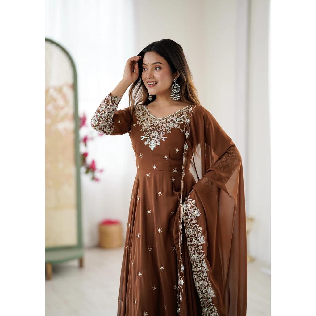 Beautiful Wedding Wear Anarkali Gown Dress Indian Bollywood Desigenr Long Suit