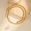 Schmuck Edelstahl Schleifkette Imitation Barockperle Gold Halskette Damen 2124