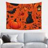 Halloween Tapestry Hippie Polyester Wall Hanging Black Cats Pumpkins Cute Decoration For Bedroom Curtain Retro Wall Blanket