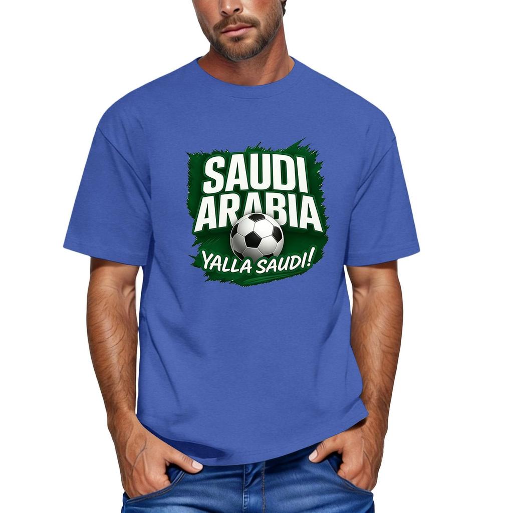 Men's Short Sleeve Crew Neck T-Shirt Featuring Saudi Arabia Football Graphic Print Casual Fit Comfortable Material Suitable for Everyday Wear