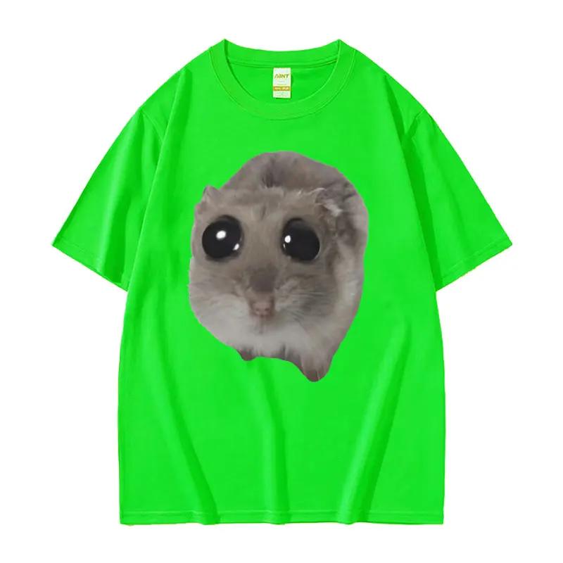 Funny Sad Hamster Meme Cry BiG Eye Cute Mouse T Shirt UnisexFashion Kawaii Clothes T-shirts 100% Cotton High Quality T-shirt