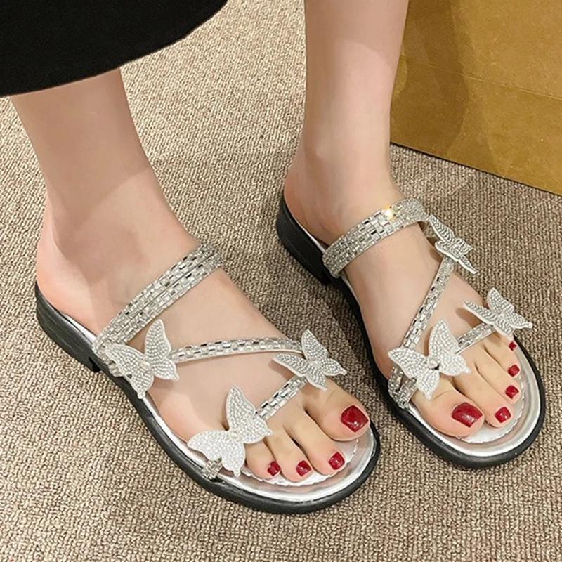 Fashion Bow Decor Back Strap Sandals for Women Luxury Non Slip Pu Leather Sandal Ladies Fashion Wear-Resistant Med Heel Sandalias Mujer