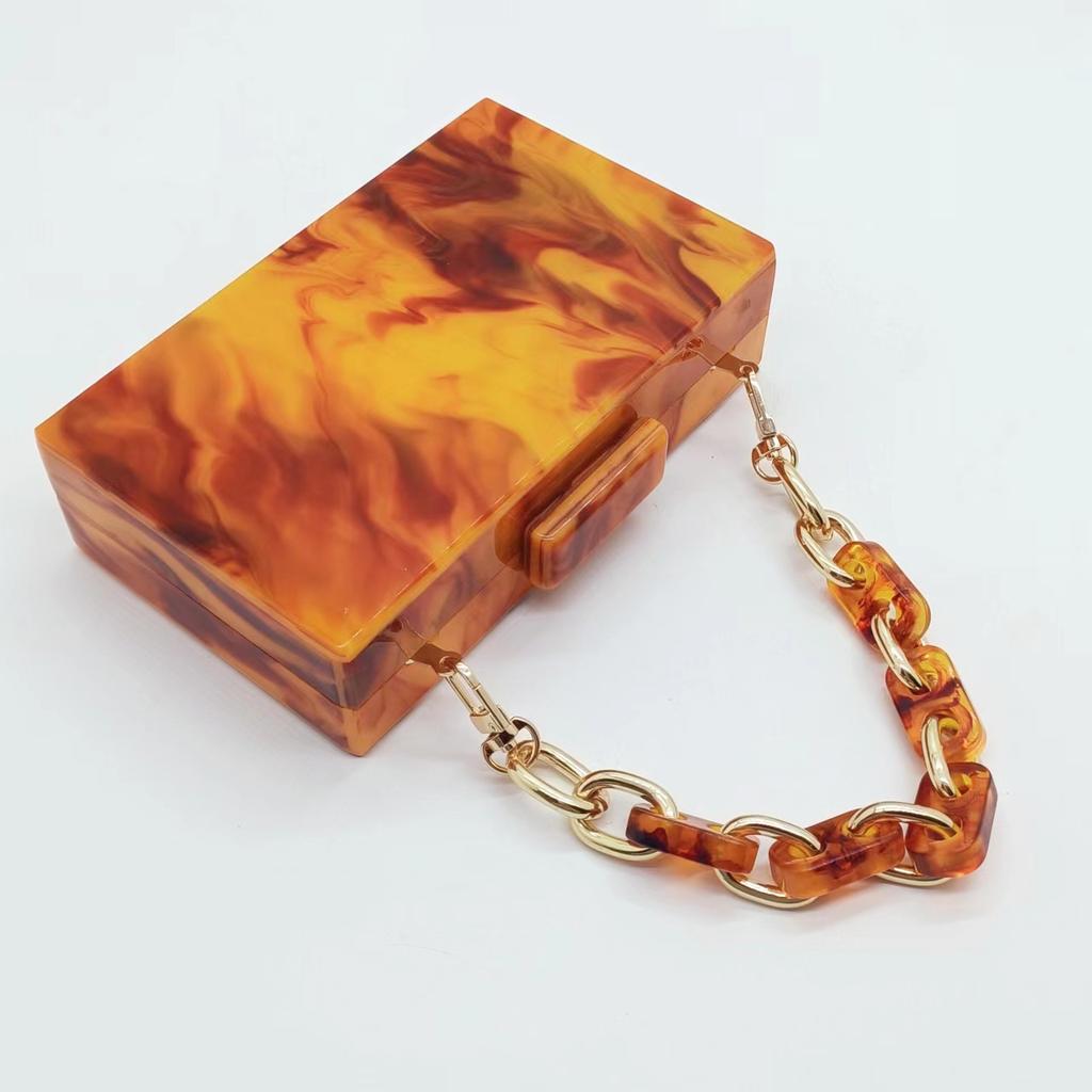 Marble Pattern Acrylic Dinner Bag, Grab Bag, One Shoulder Diagonal Span Wedding Fashion Women'S Bag