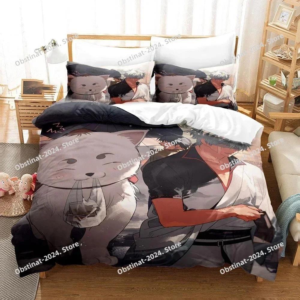 3D Printed Gintama Bedding Set Anime Gintoki Sakata Printed Bed Set Duvet Cover Pillowcase Bed Linen Sheet Quilt Cover Full Size