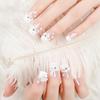 Set of 24 White French Floral Press-On False Nails for Photo Studio and Bridal Looks