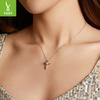 Mozambican Diamond Love Cross Necklace Clavicle Chain, Simple Classic S925 Sterling Silver Necklace