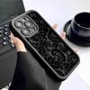 Black Lace Floral Grooved Phone Case for iPhone 14-17 Pro Max