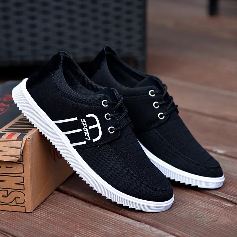Hot New Men's Canvas Shoes Lace-up Lightweight Soft Sole Sneakers Autumn Men Breathable Vulcanized Shoe Outdoors Sport Shoes Man