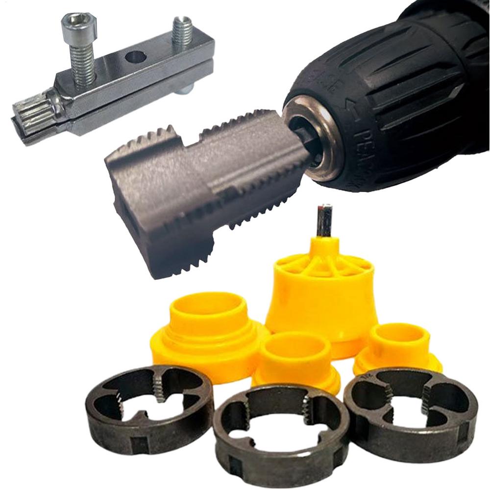 Pipe Thread Cutting Set for Electric Drills PVC Threader with Adjustable Die Sizes Plumbing Repair Professional Tools