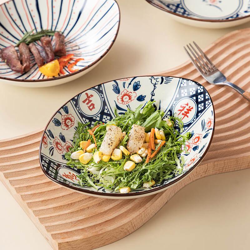 De Rui En Retro Japanese Underglaze Ceramic Olive Boat Plate