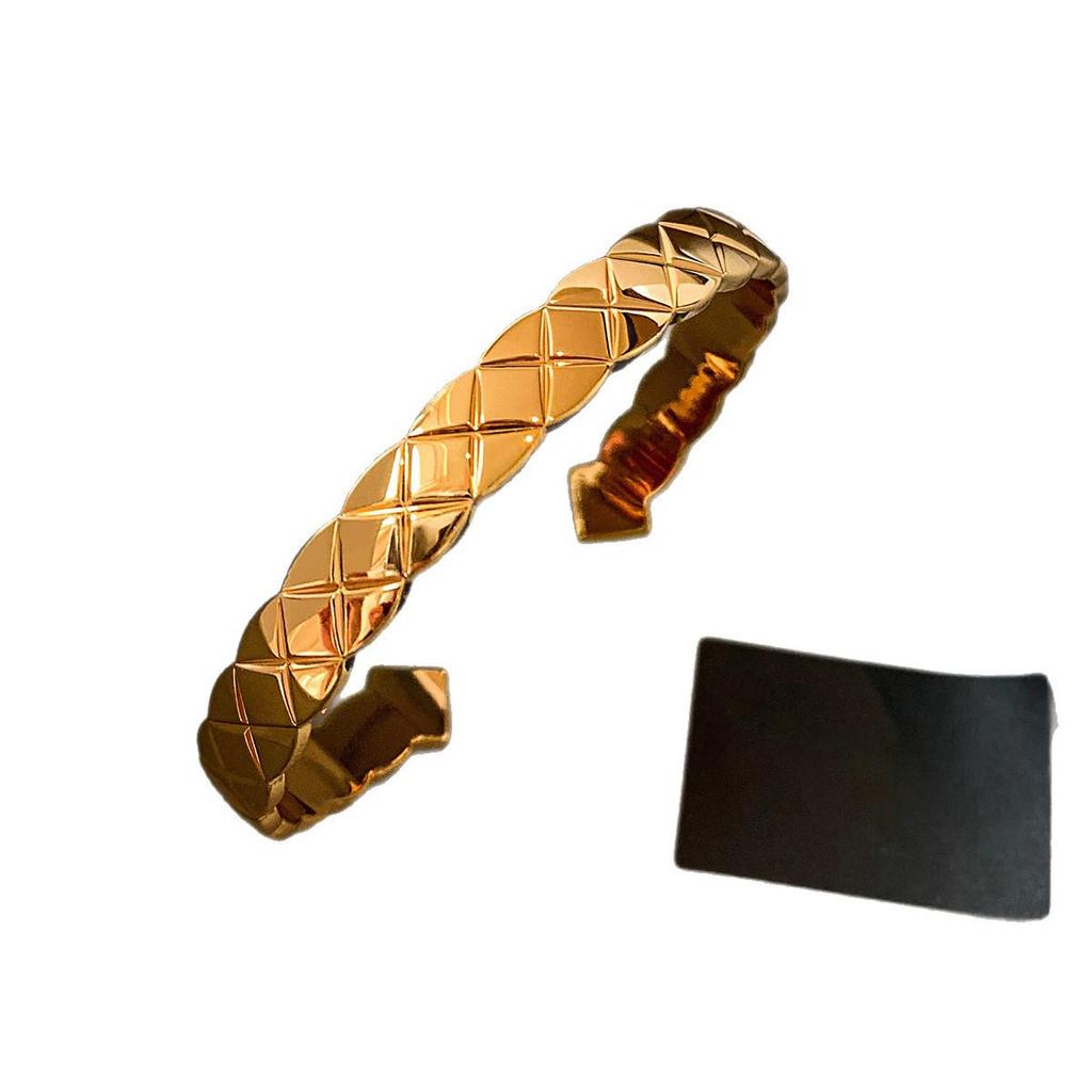 Zircon Cross-Pleated Minimalist Open Bangle - European American Style Luxury Bracelet