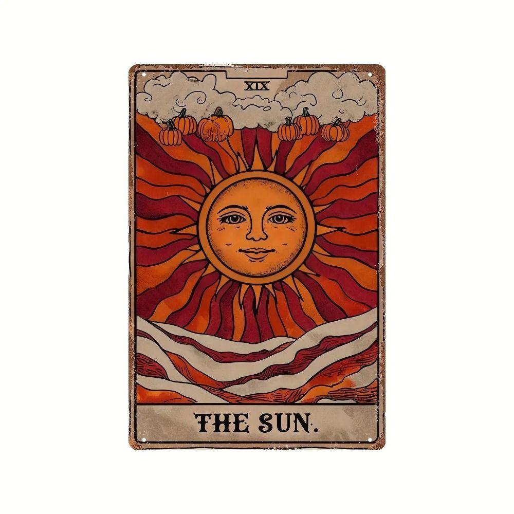 Vintage Sun Moon Boho Metal Wall Art 20x30cm Home Decor Tin Sign
