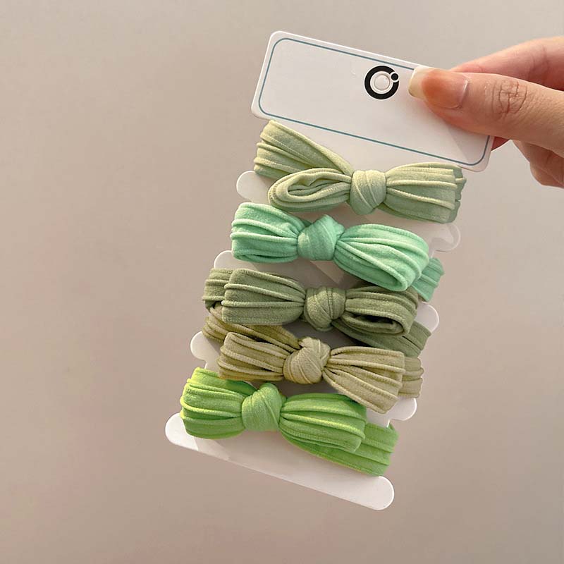 5 Stück/Set Schleifen-Scrunchies Haarseil Kinder Einfarbig Ohne Beschädigung Elastischer Pferdeschwanzhalter Gummiband Kleinkind Mädchen Kopfschmuck