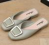 Fashion Low Heel Indoor Leather Women's Slippers and Ladies Sandals Outside Shoes Soft Job Slides Pearl Mules Natural Skin Footwear Pvc