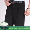 Men's Summer Mulberry Silk Dress Pants: Double Pleated, Loose Fit, Straight Leg, High Waist, Deep Crotch.
