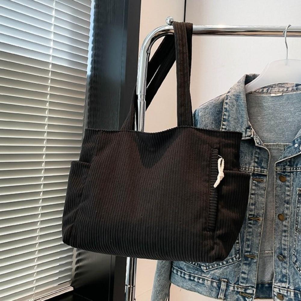 Shoulder Strap Leisure Shoulder Bag Large Capacity Women Tote Bag Casual Corduroy Handbag  Travel
