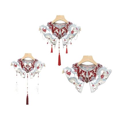 Embroidered Bead Detachable Collar Elegant Lace Neckpiece For Women Lightweight Polyester Accessory For Dresses And Blouses