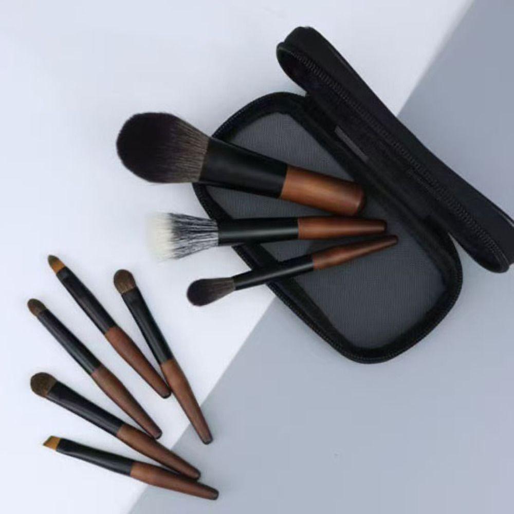 12Pcs Wood Mini Makeup Brush Set Lip Liner Eye Brow Roller Brush Simple Concealer Brush Set  Women