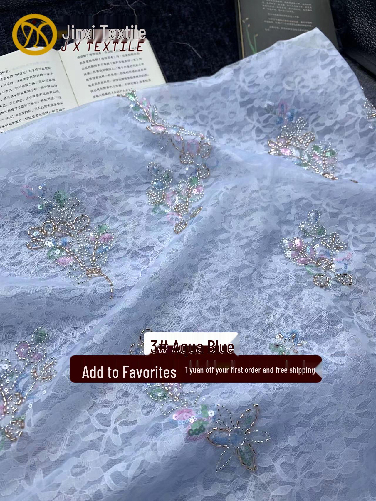 

Dopamine Double Layer Composite Lace Embroidery Beaded Fabric for Luxurious Children s Outerwear Qipao & Hanfu