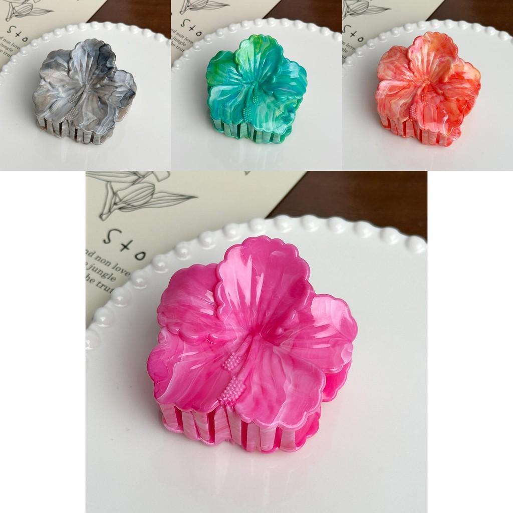 Eye-catching Doris Hair Claw Clip Stunning Marble Pattern Egg Flower Design For Everyday Elegance