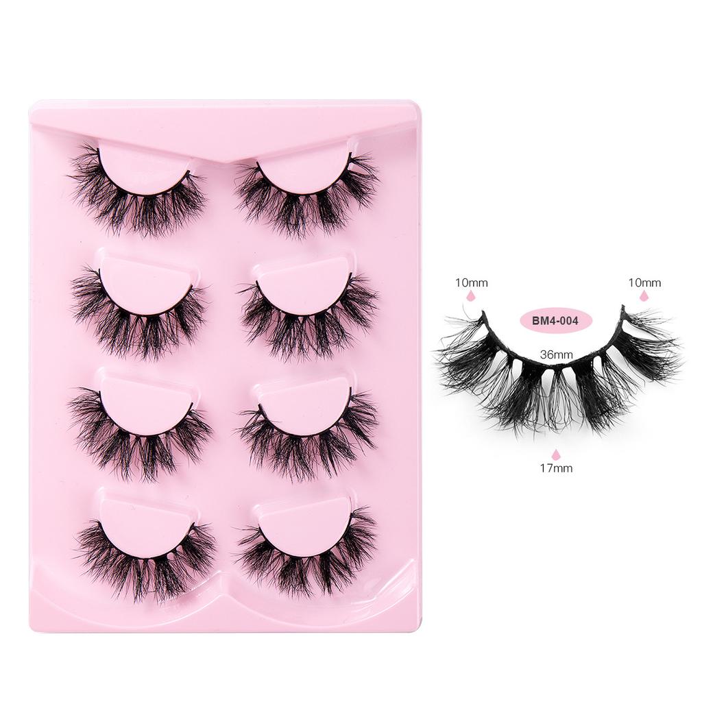 High Imitation Fried Mink Hair False Eyelashes Multi-Layer Dense Curled 4 Pairs Of Eyelashes
