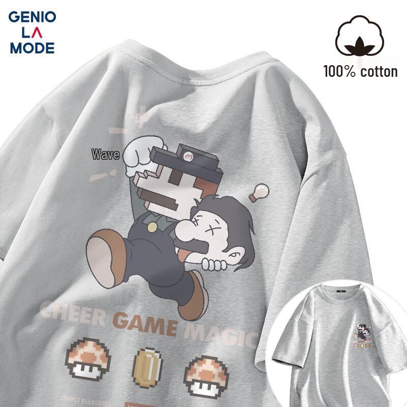 GENIOLAMODE Men's Cotton Short-Sleeve Graphic Tee