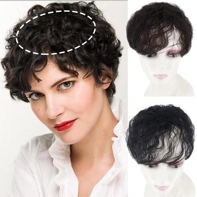 Haarverlängerungen für Frauen, kurz, gewellt, Kunstfaser, Haarteil, Abdeckung für weißes Haar und Haarausfall, für den täglichen Gebrauch, reine Farbe, Schwarz, Braun, Blond