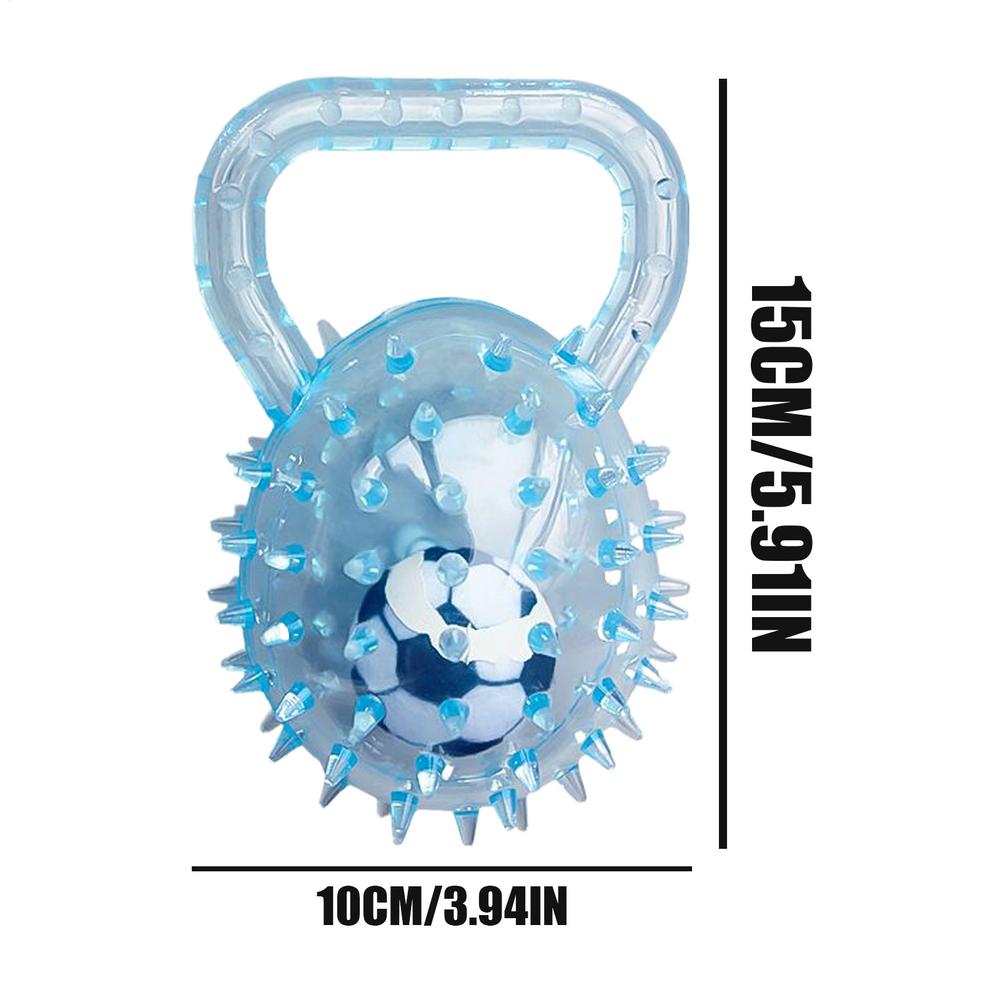 Dog Toy Balls Squeaky Interactive Ball With Football Inside Rubber Spiky Interactive Dog Toys With Handle For Chewing Enrichment синий