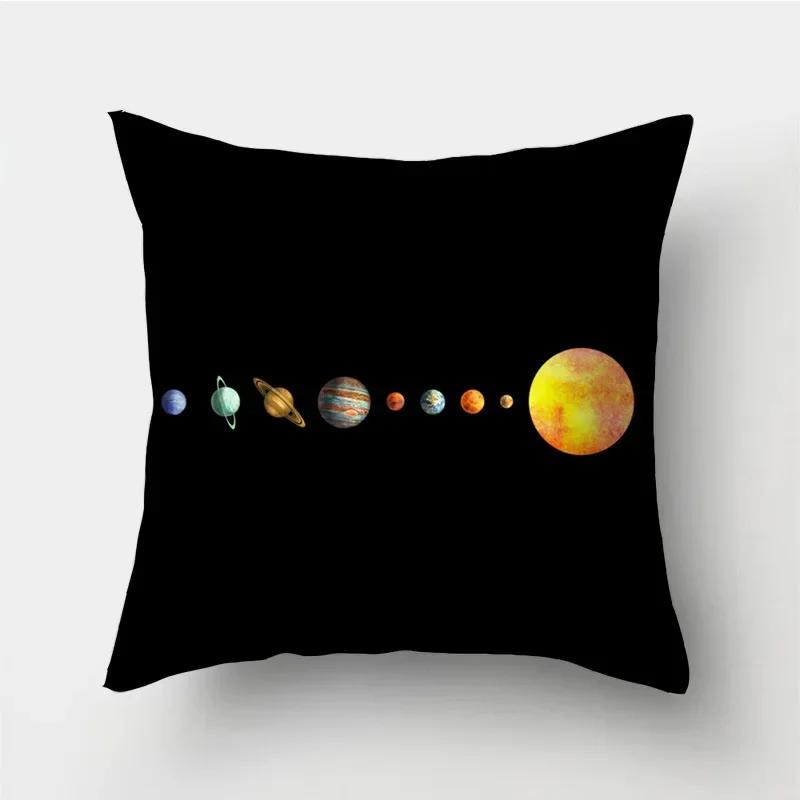 Black Pillow Galaxy Planet Cushion Cover Space   Pillowcase Soft  High-quality Home Decor