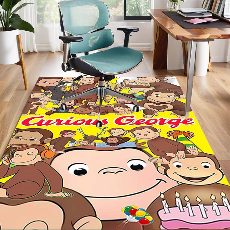 1pc Curious George Design Area Rug - Non-Slip, Soft & Cozy Floor Mat for Living Room, Bedroom, Office - Indoor/Outdoor Decorative Carpet