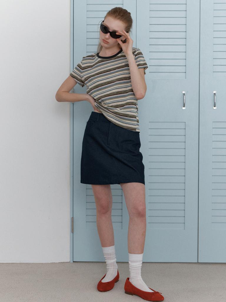 Elssibeui Cotton Mini Skirt_Indigo Blue