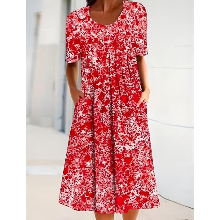 Women Summer Vintage Floral Loose Sexy Ruffles Dress with Pocket