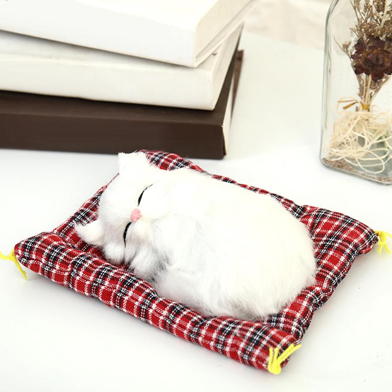 New Simulation Sleeping Cat Stuffed Animals Display Mold Portable Fake Cat Kittens Doll Ornaments Decoration Kids Gift