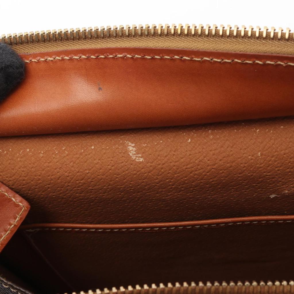 Used CELINE Macadam Handbag PVC Coated Canvas Leather Brown Used Women