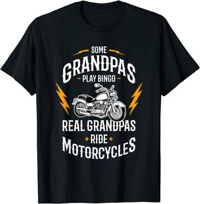 Heren Sommige Opa's Spelen Bingo Echte Opa's Rijden Motoren T-shirt Funky Heren T-shirts Gepersonaliseerde T-shirts Katoen Casual