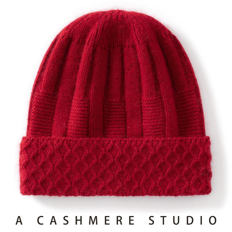 Autumn and Winter Thickened Cashmere Hat Women's Cashmere Hat Knitted Hat Pullover Headgear Pile Hat Cold Hat