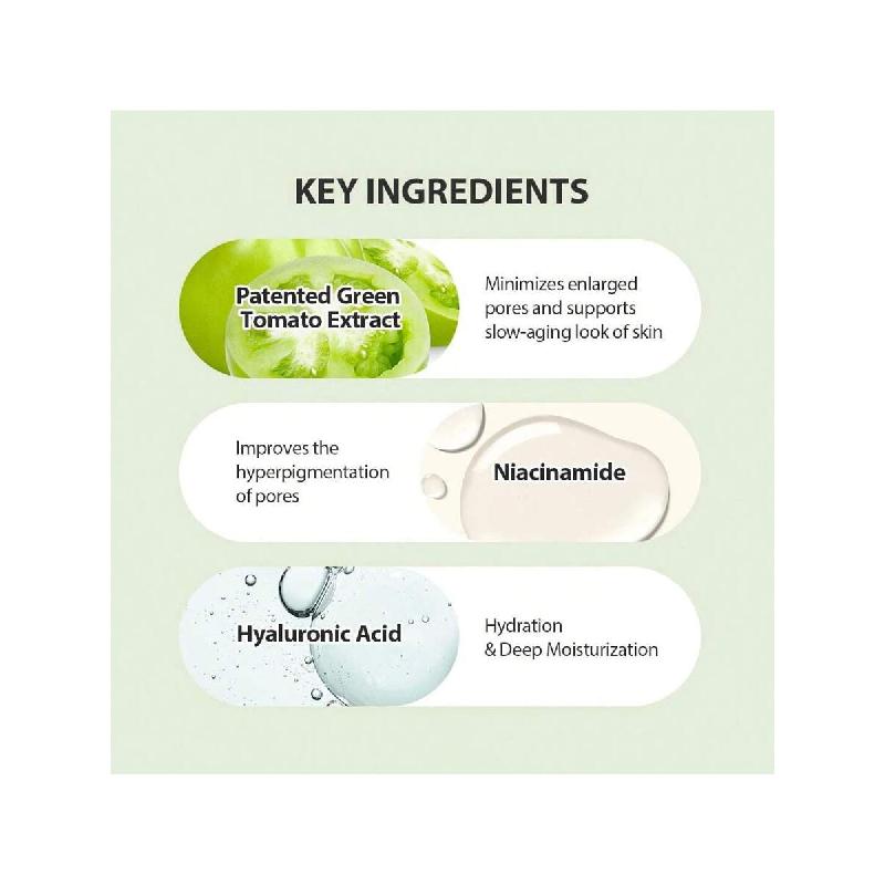 SUNGBOON EDITOR Green Tomato Pore Lifting Ampoule | Pore Minimizer Serum With Niacinamide , Hydrating & Firming Care For Sensitive Skin 30ml