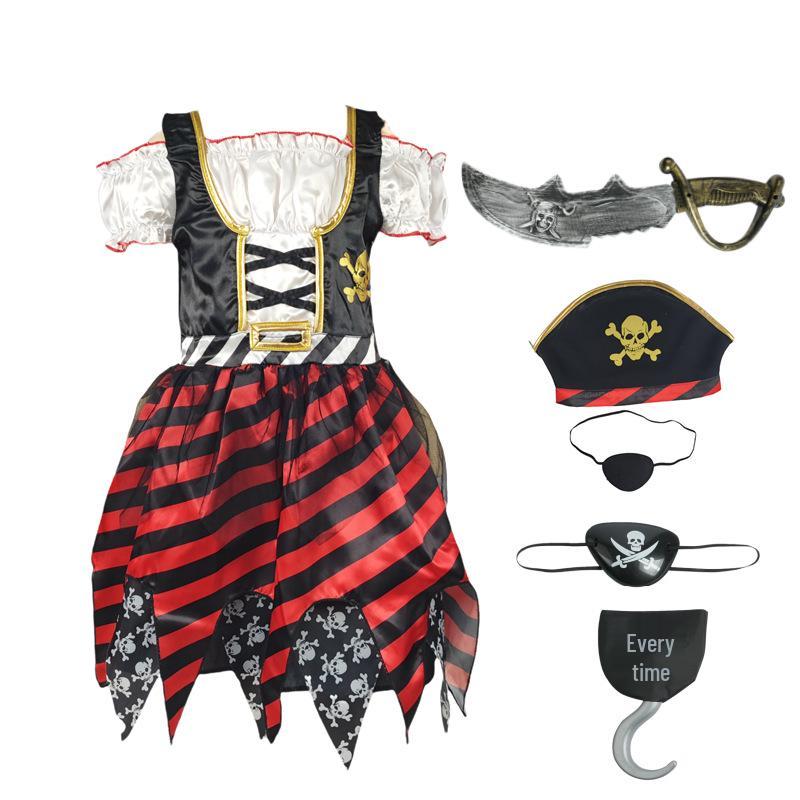 Captain Jack Sparrow Piratenkostüm für Kinder - 3-teiliges Halloween Cosplay Outfit